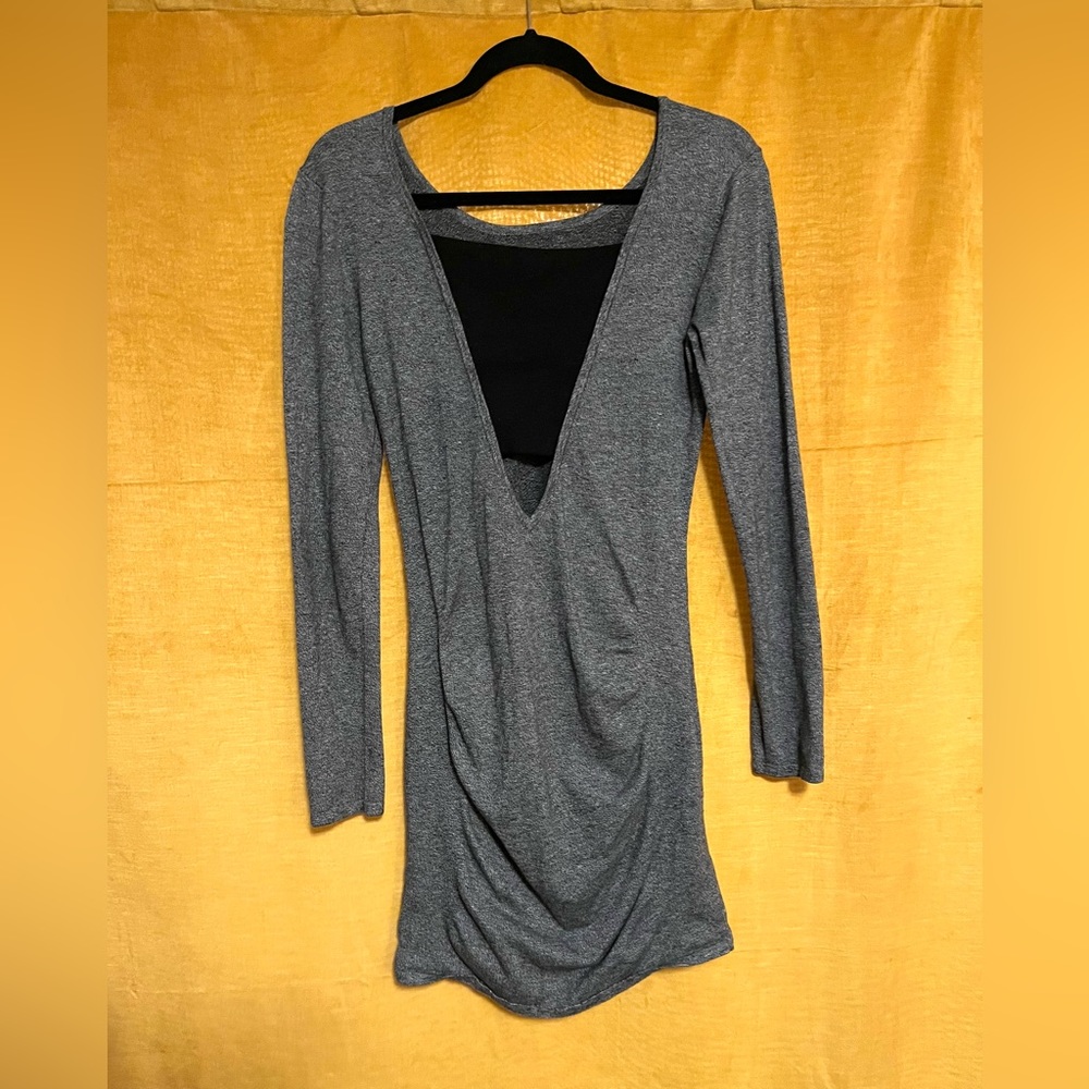 Express Rouched Marble Grey Bodycon Sweater Dress (L) - Picture 3 of 3